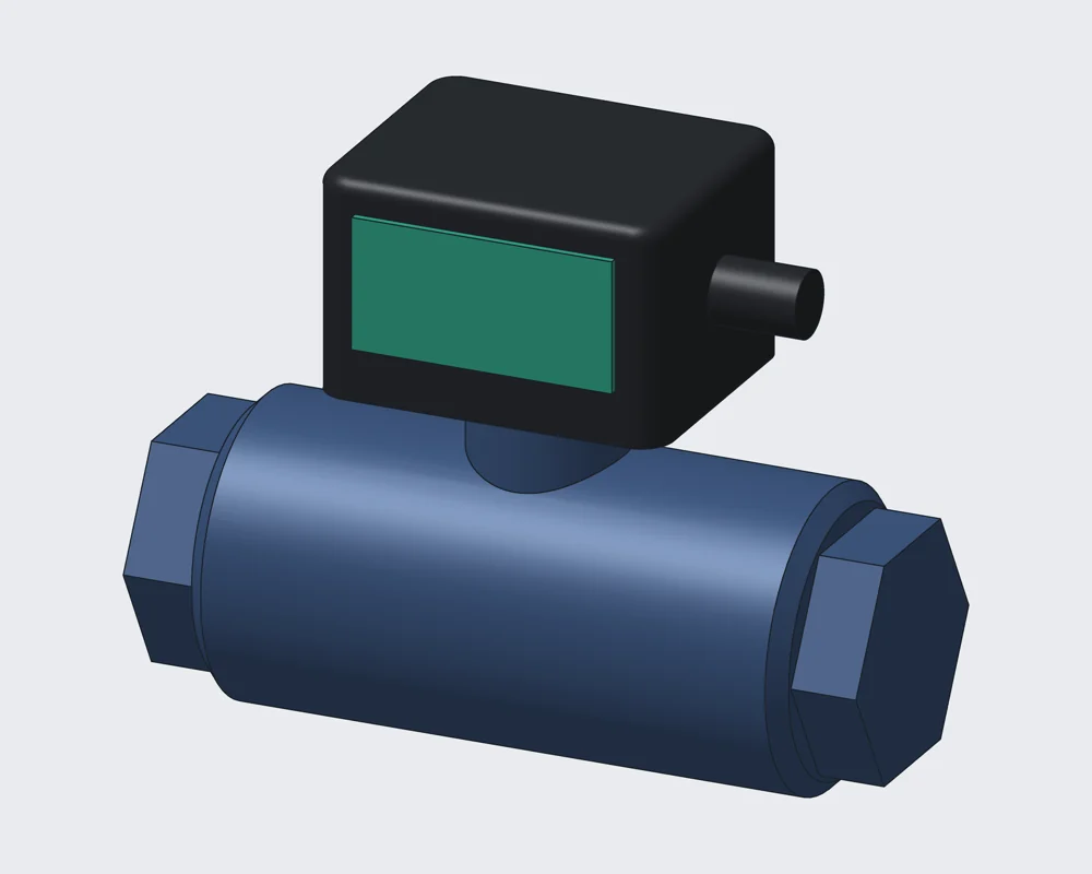 CAD model of the inline turbine flow meter