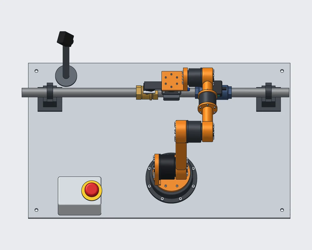 Top-down CAD view of the test stand layout